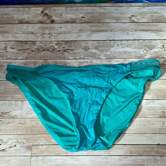 NWT Laundry by Shelli Segal Women's Scallop Lace Bikini Bottom Size Large Teal - Picture 2 of 6